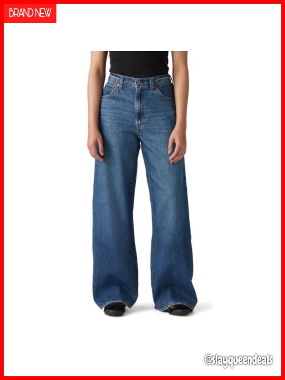 High Rise Baggy Cinch Waist Straight Leg Jeans Non-Stretch
